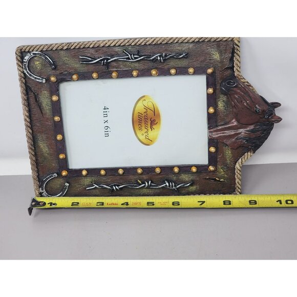 Horse-Themed Western Picture Frame With Barbed Wire & Rope Details 4" x 6"‎ - Picture 9 of 10